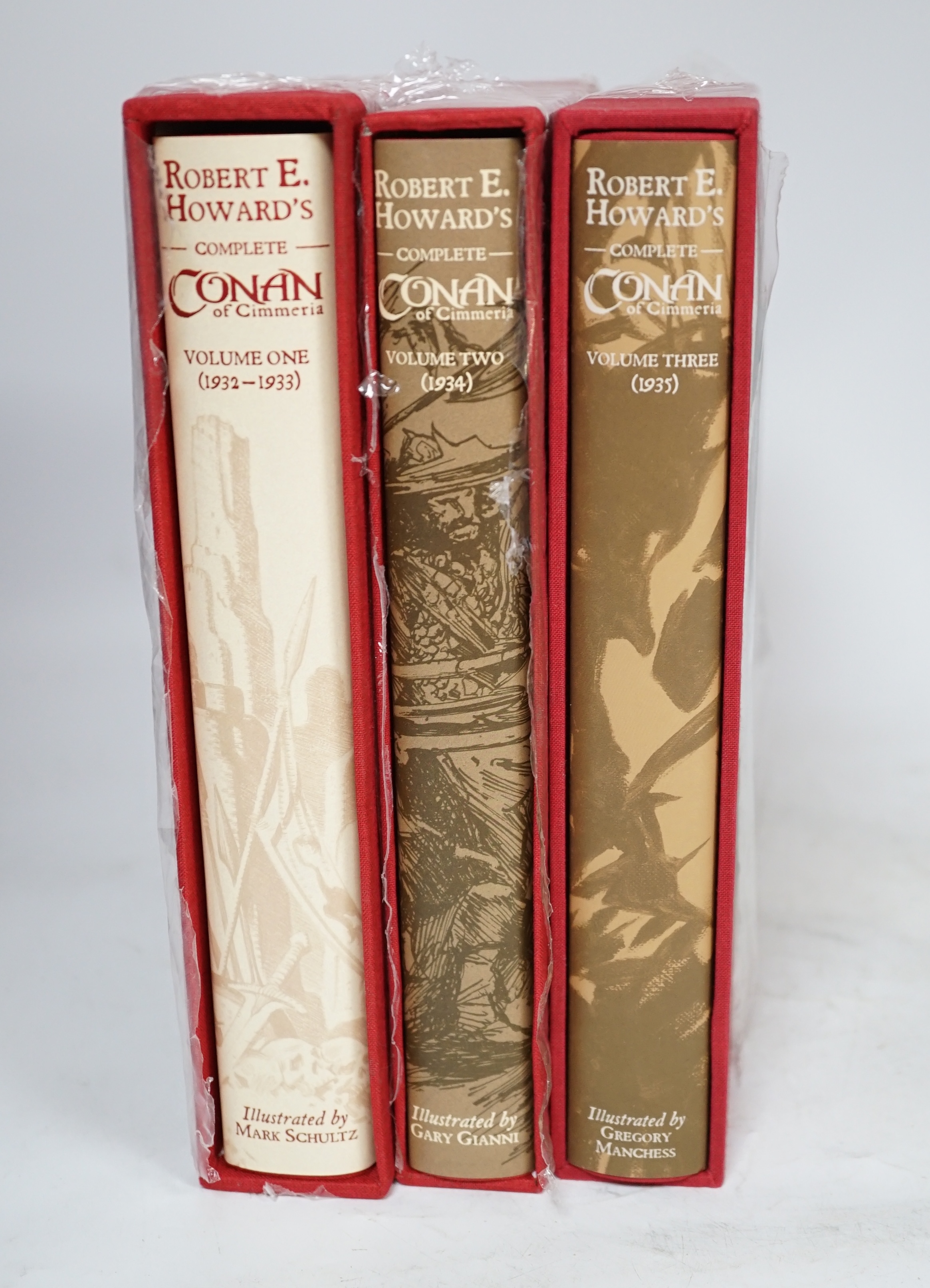 Robert E. Howard; Conan of Cimmeria (three volumes), signed limited editions in individual slip cases